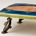 Waskesiu Coffee Table. 2010, 18 x 48 x 24 inches - steel, clear paint / clay, glaze. Collaborator: Ken Wilkinson. Photo: Trent Watts