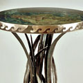 Waskesiu Bar Table. 2010, 44 x 30 x 30 inches - steel, clear paint / clay, glaze. Collaborator: Ken Wilkinson. Photo: Trent Watts