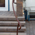 Watts Handrail, 2015. Simplicity, elegance and strength. This handrail was forged to 1 5/8 inch round from 1 1/2 inch square bar. Traditional mortise and tenon or blind weld joinery.